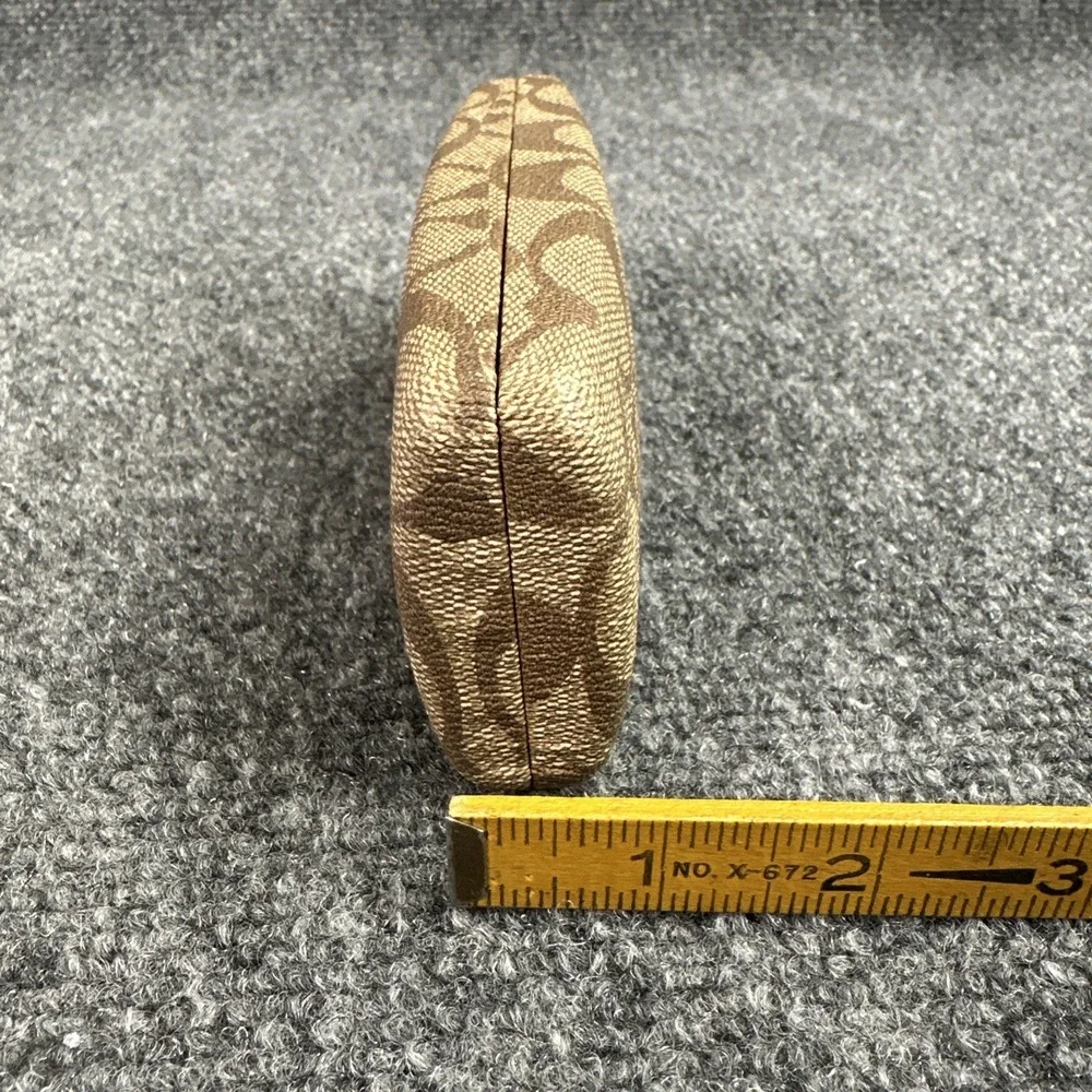 Coach Signature Monogram Eyeglass Case Hard Shell Brown Khaki Sunglasses